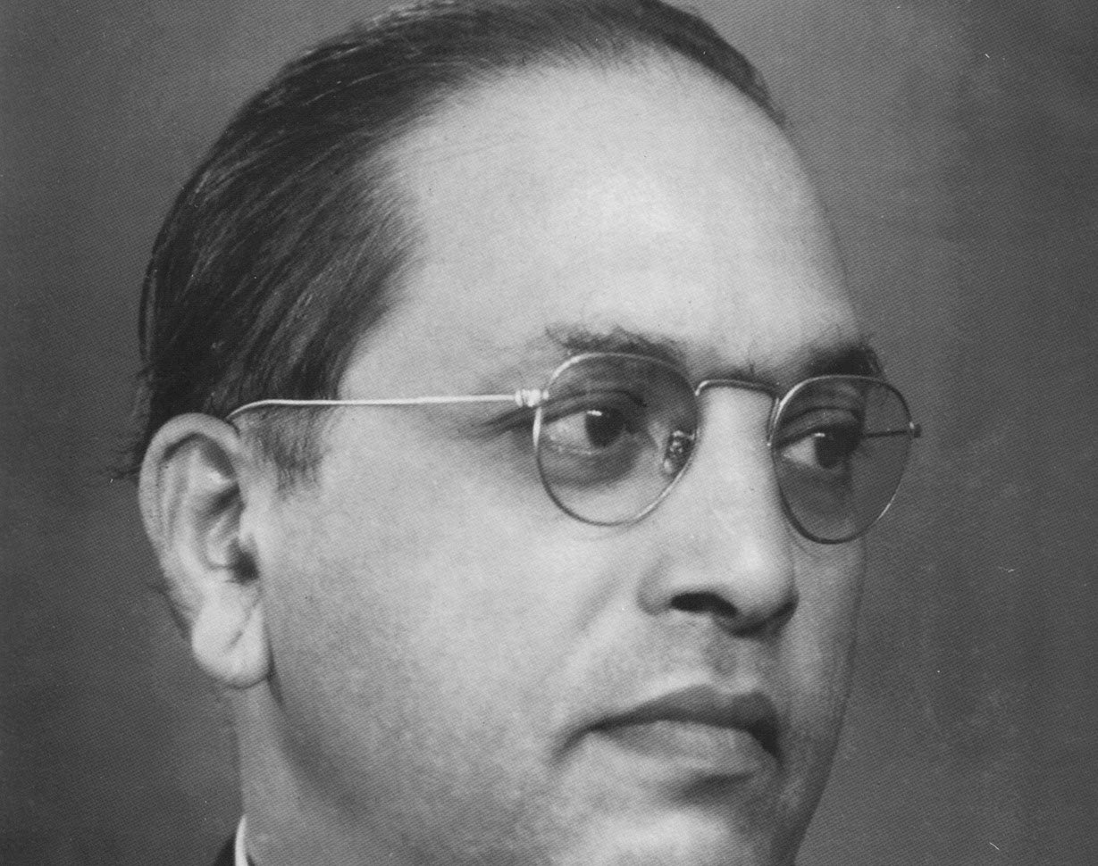 Formal portrait photograph of B.R. Ambedkar